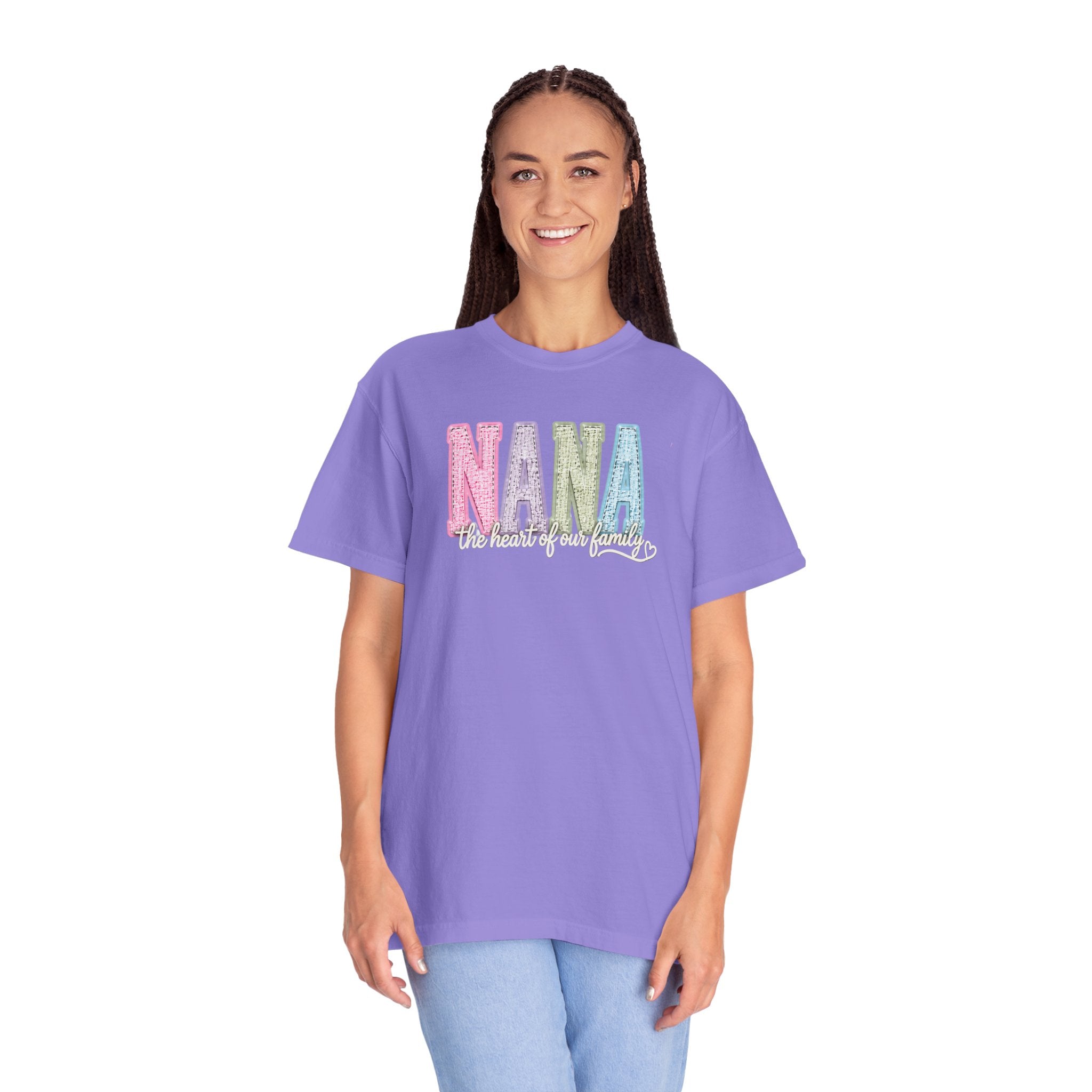 NANA Pastel Patchwork T-Shirt — "The Heart of Our Family" Gift