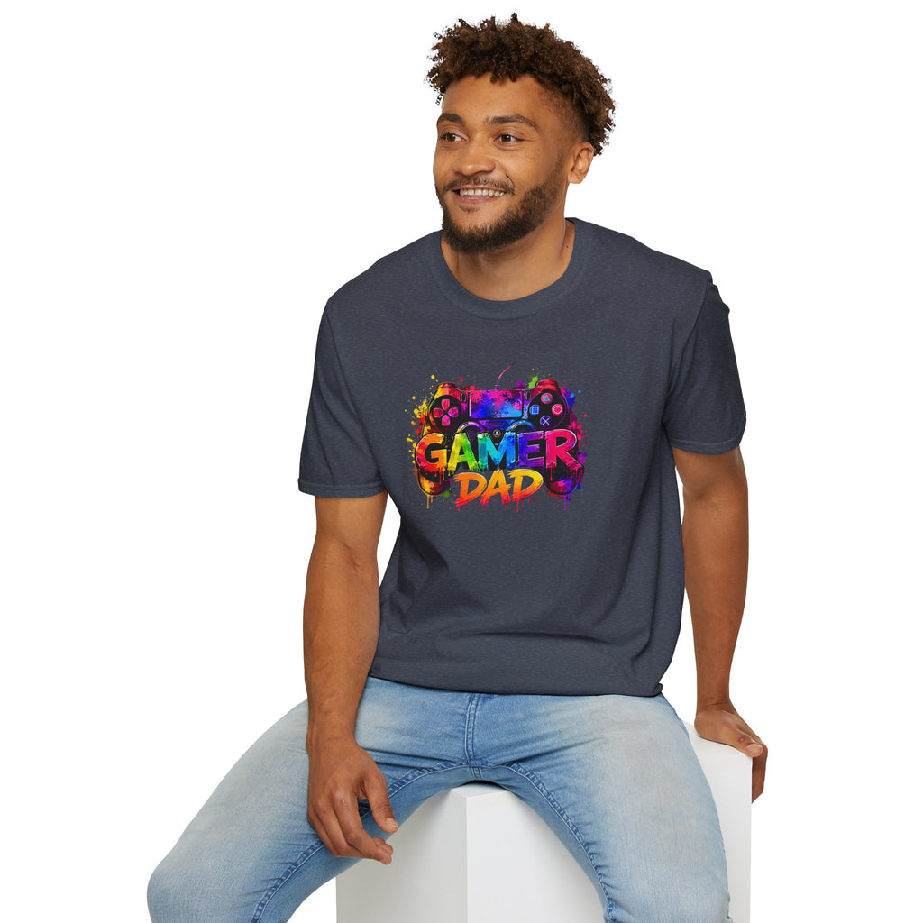 Gamer Dad Colourful Controller Design T-Shirt