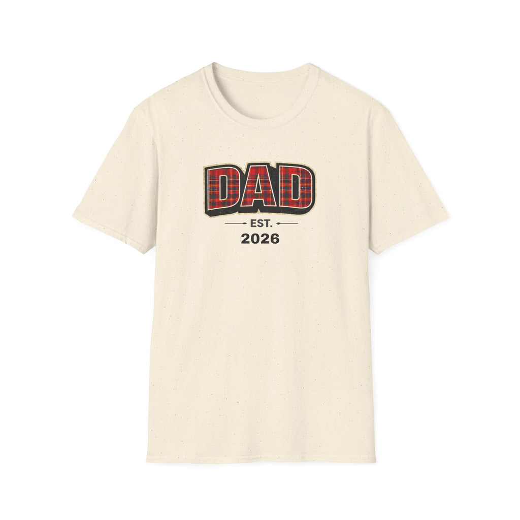 Dad Plaid Design T-Shirt — DAD Est. 2026 New Dad Gift