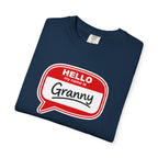 Hello My Name Is Granny T-Shirt - Funny Grandma Gift, Retro Name Badge Tee