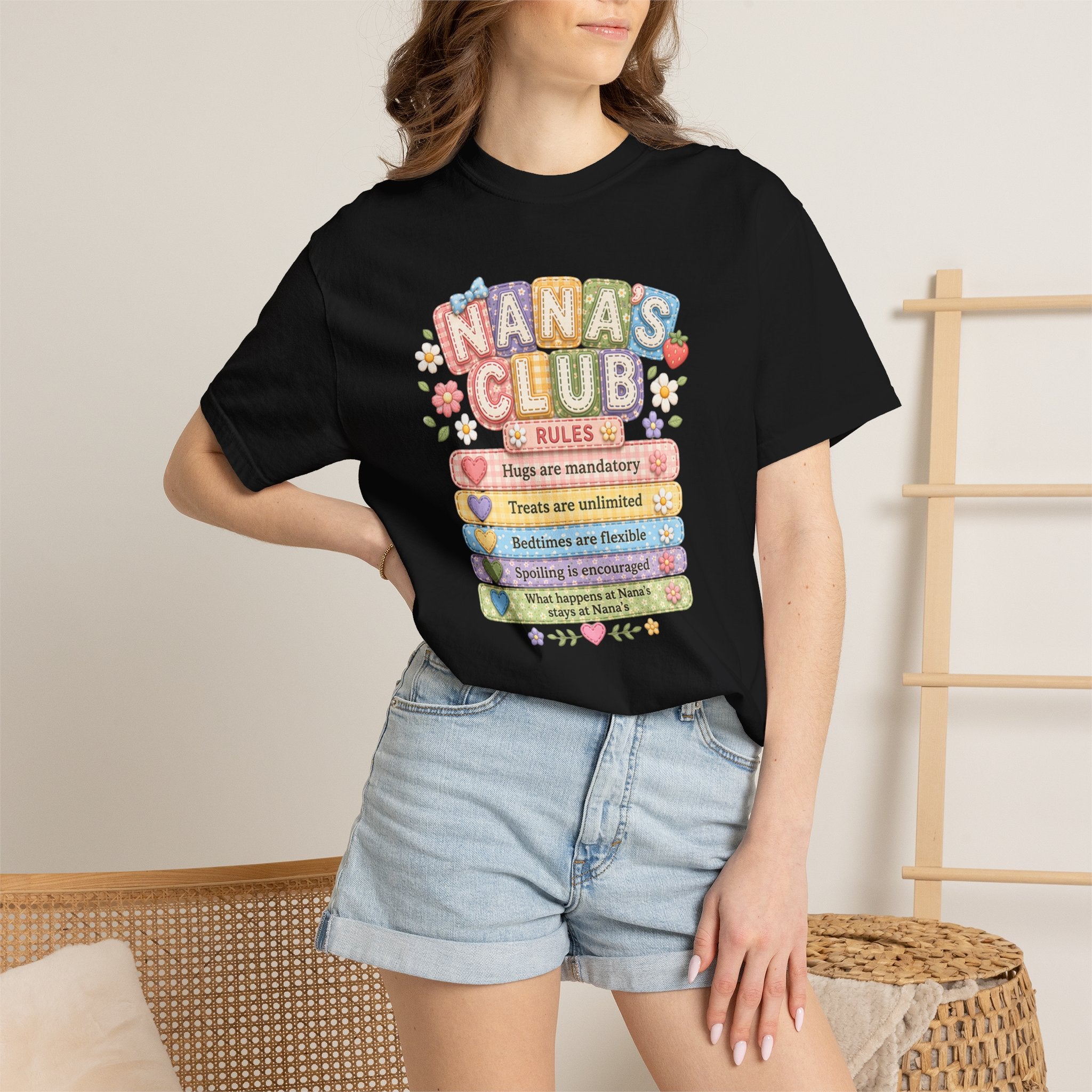 Nana's Club T-Shirt — Cute Floral Grandma Rules Tee