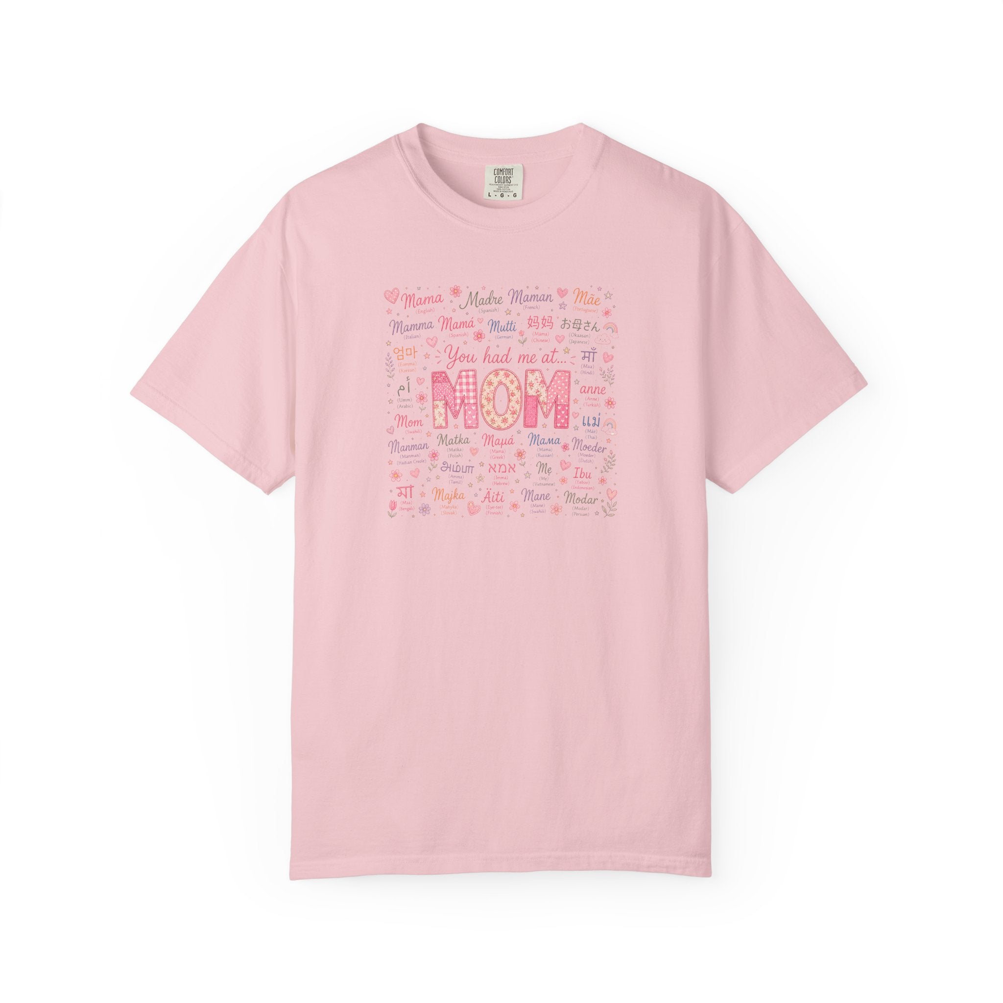 Mom Hearts Graphic T-Shirt — Cute Pink 'You had me at MOM' Mother's Day Tee