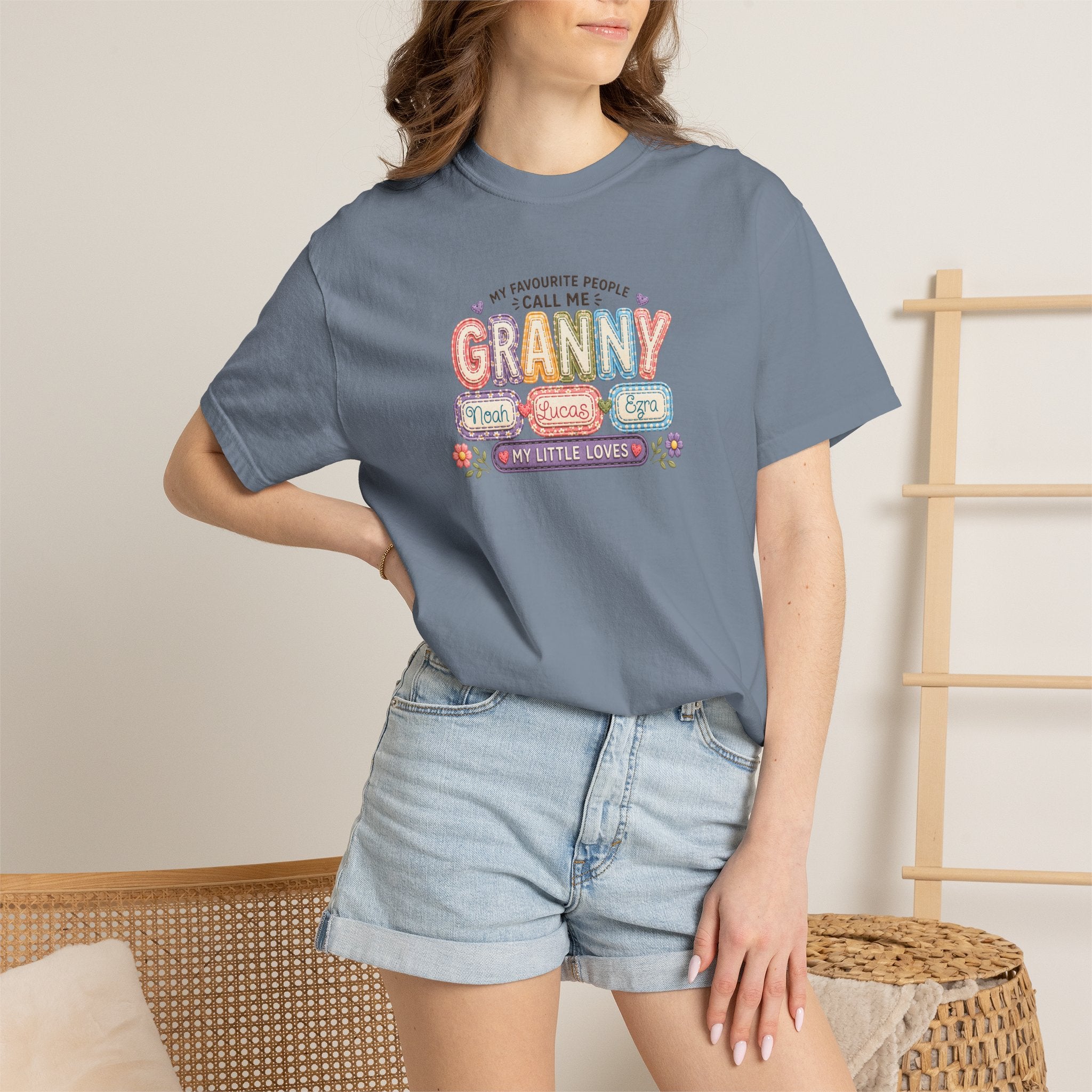 Granny Floral Retro Tee — "My Favourite People Call Me Granny"