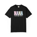 Nana Pastel Varsity T-Shirt — Soft Vintage Lettering Gift for Grandma (Mother's Day/Birthday)