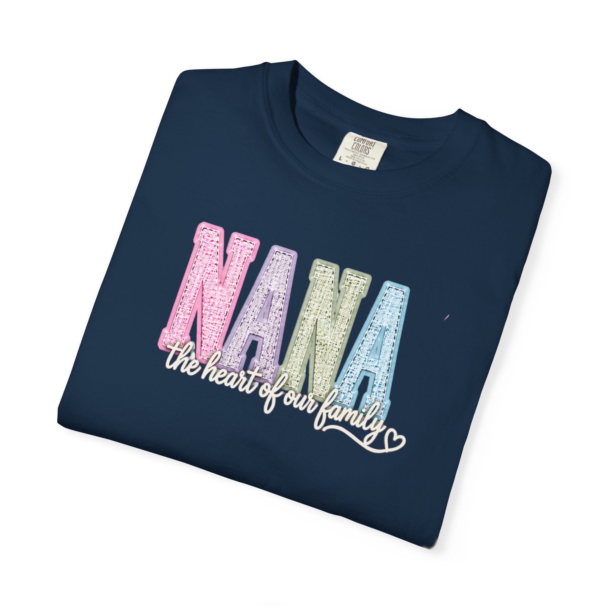 NANA Pastel Patchwork T-Shirt — "The Heart of Our Family" Gift
