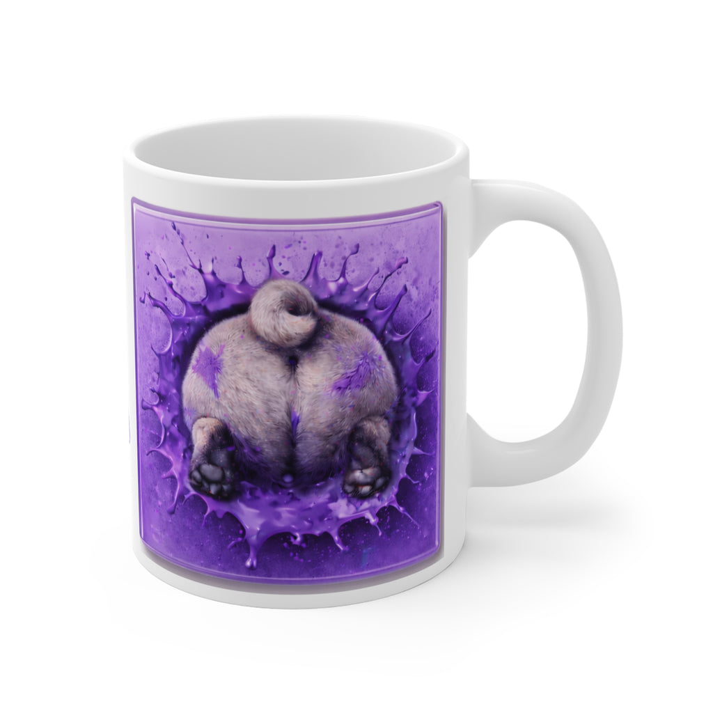 Pug Mug — "I Puggin' Love You" Personalized Coffee Cup (Custom Name, Purple Dog Design)