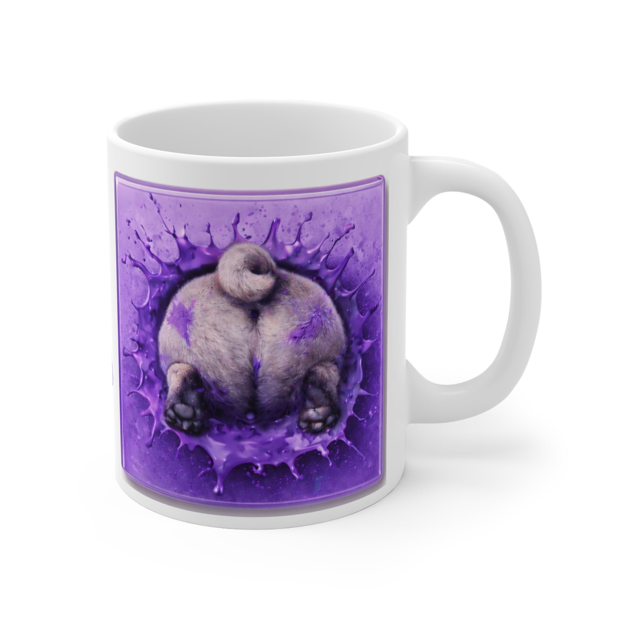 Pug Mug — "I Puggin' Love You" Personalized Coffee Cup (Custom Name, Purple Dog Design)