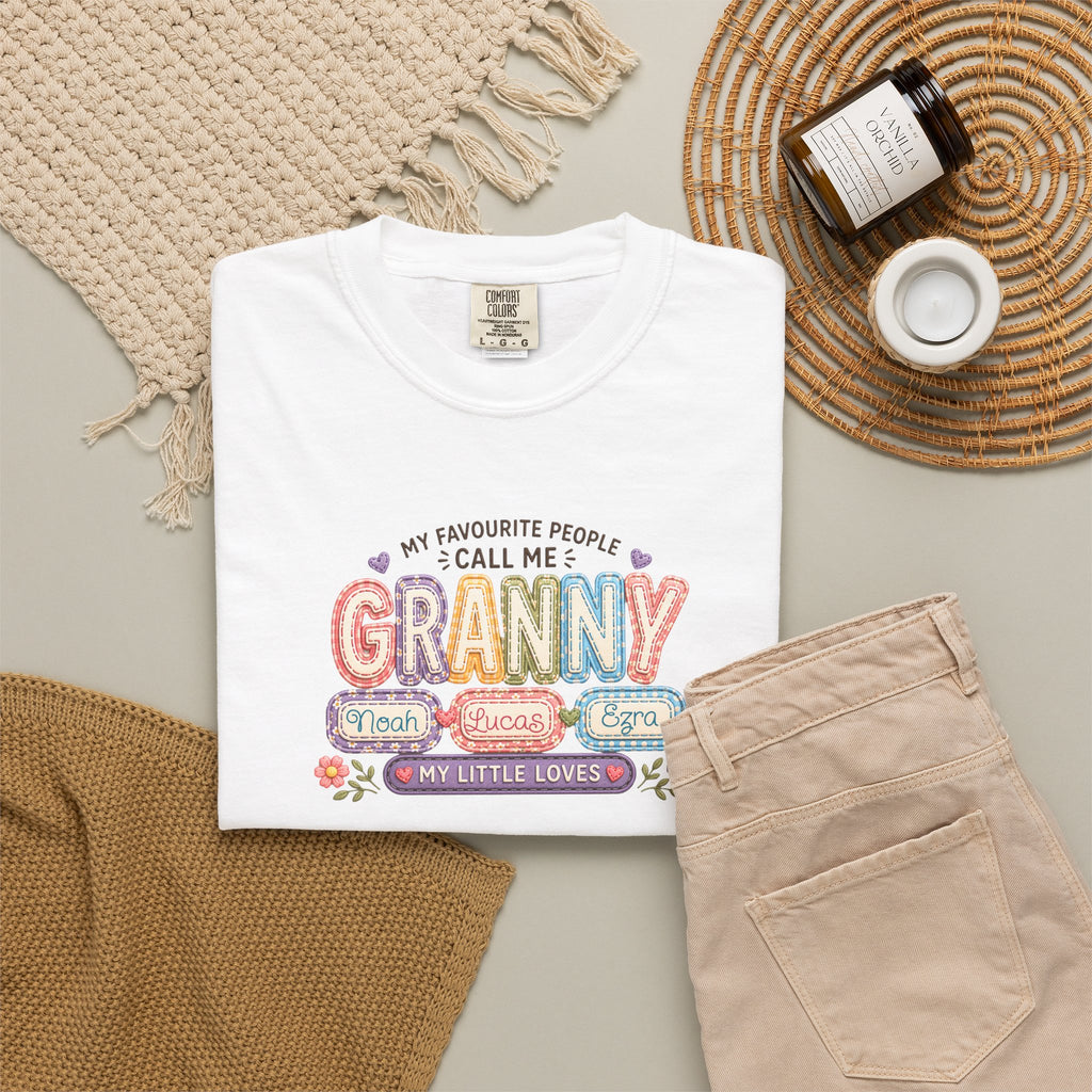 Granny Floral Retro Tee — "My Favourite People Call Me Granny"