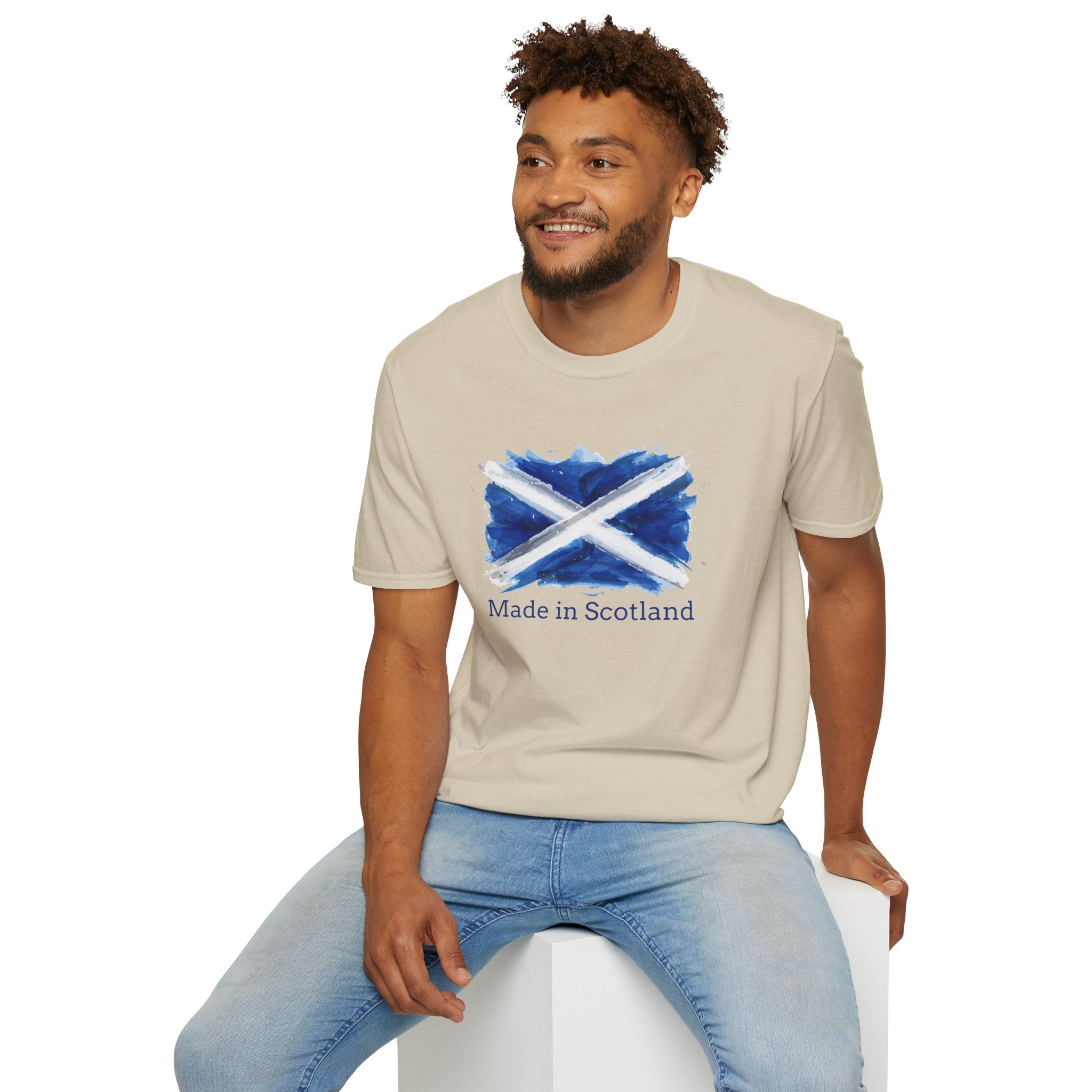 Made in Scotland T-Shirt — Watercolor Saltire Flag Tee