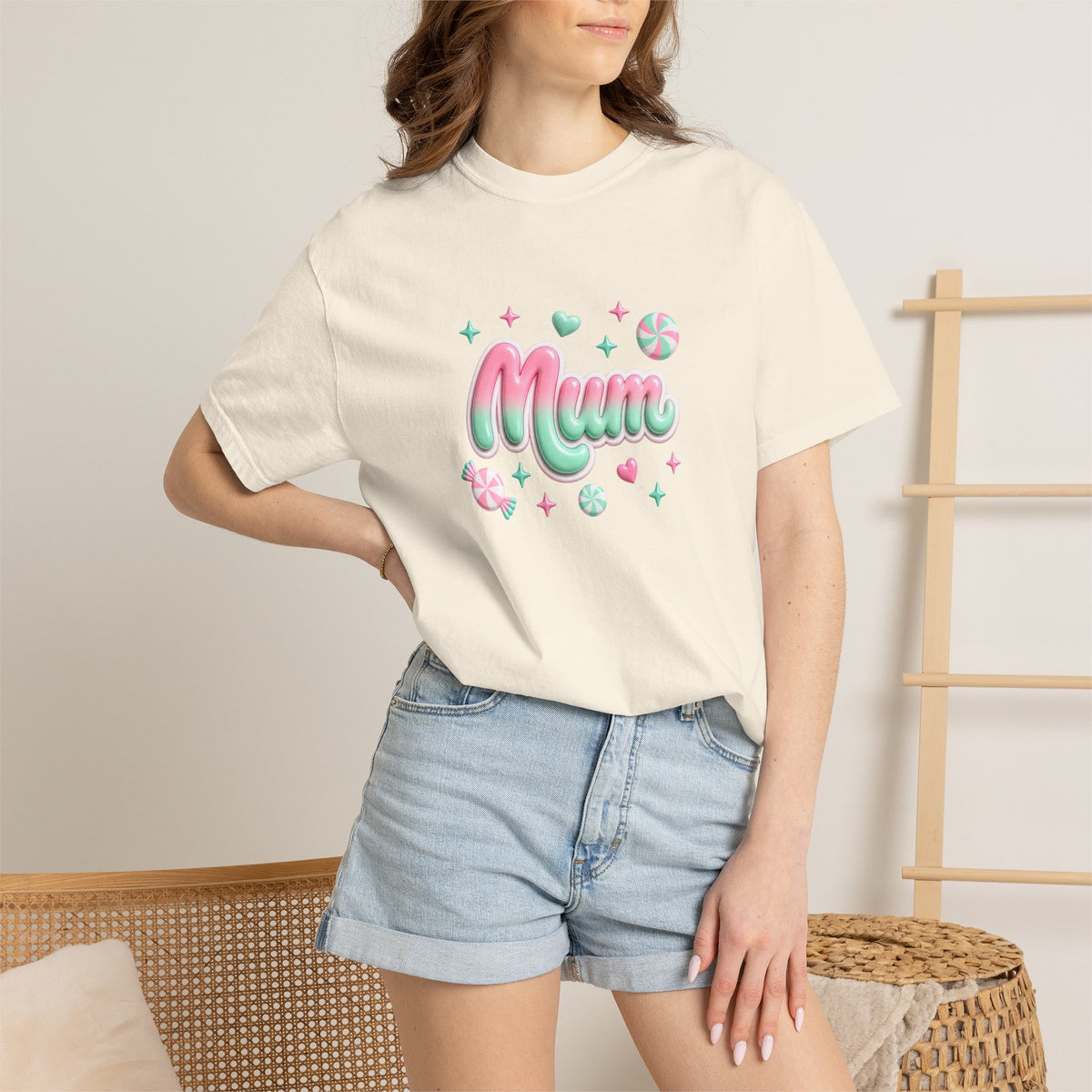 Mum Pastel Candy Script T-Shirt