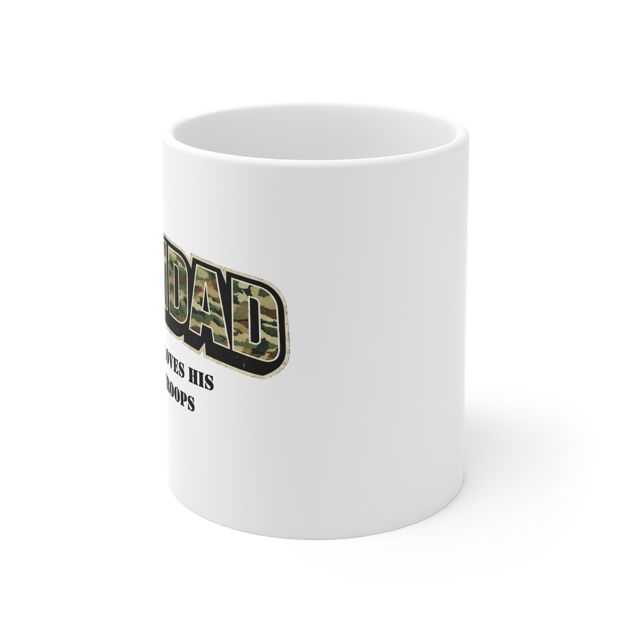 Grandad Camo Mug — "Grandad Loves His Little Troops" Military Family Coffee Cup