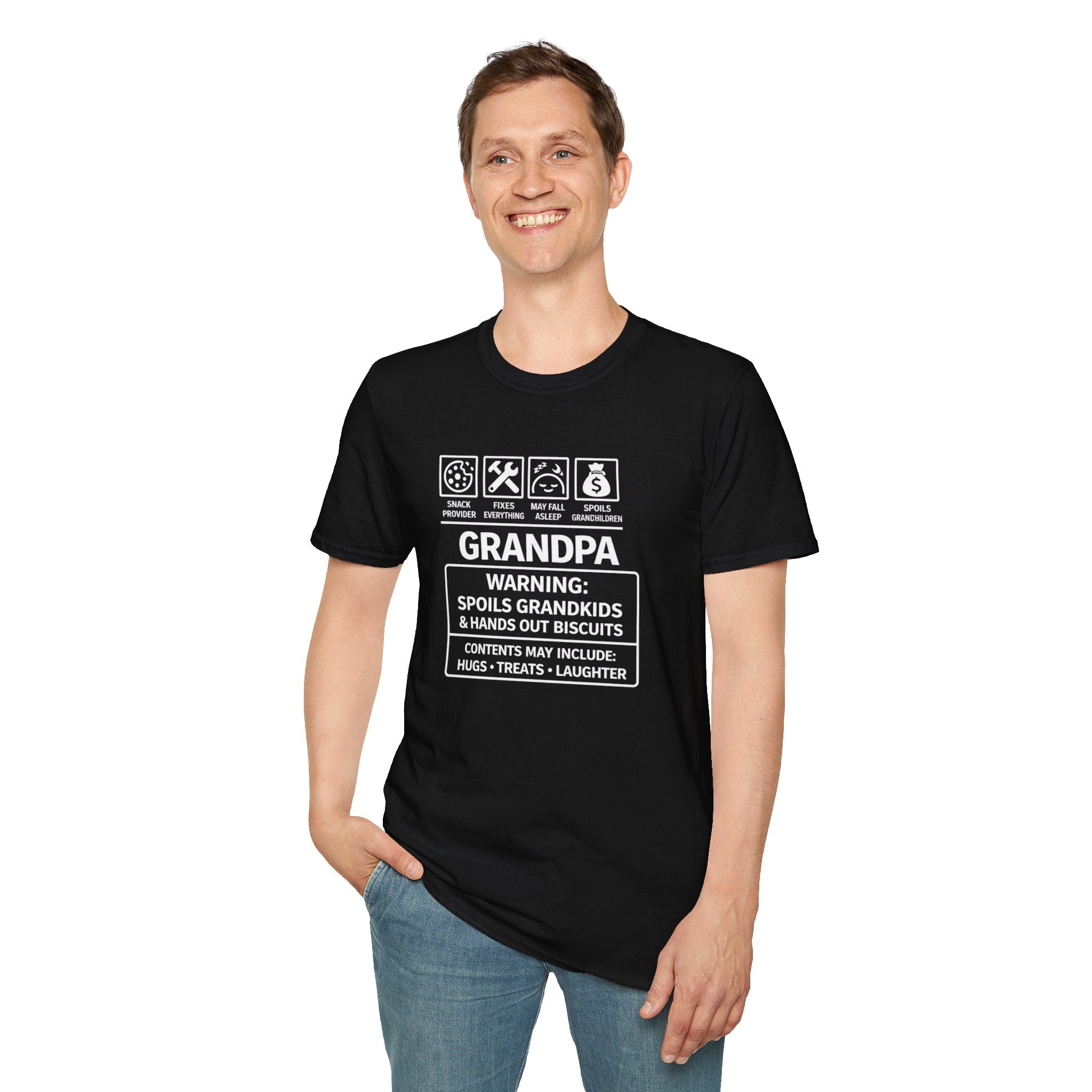 Grandpa Warning T-Shirt – ‘Spoils Grandkids & Hands Out Biscuits’ Funny Grandpa Tee