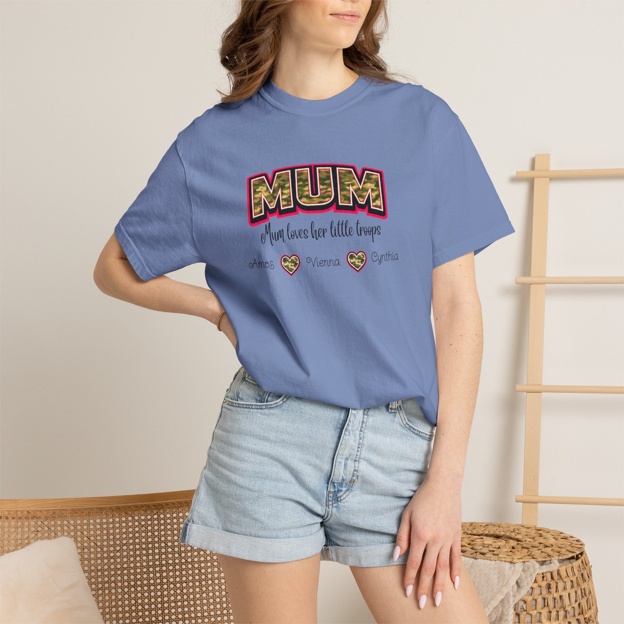 Mum Camo Print T-Shirt – "Mum, Mum loves her little meows" Mother's Day Tee
