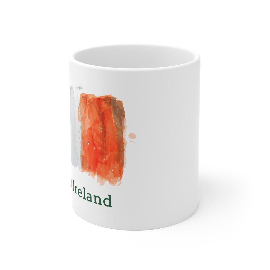 Made in Ireland Flag Mug — Irish Tricolor Watercolor 11oz Coffee Cup