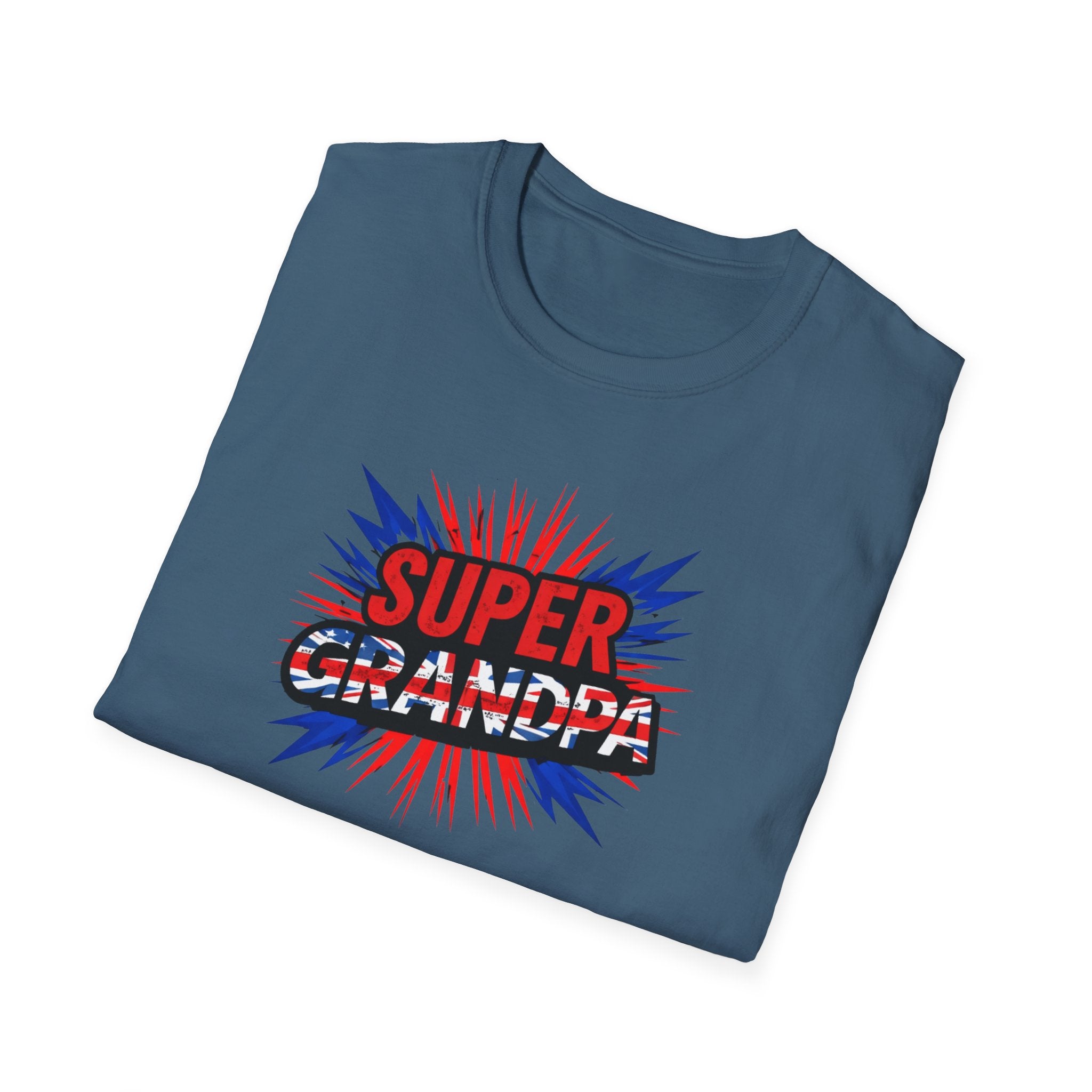Super Grandpa T-Shirt Union Jack/England themed – Retro Comic Style Father’s Day Gift for Grandfathers