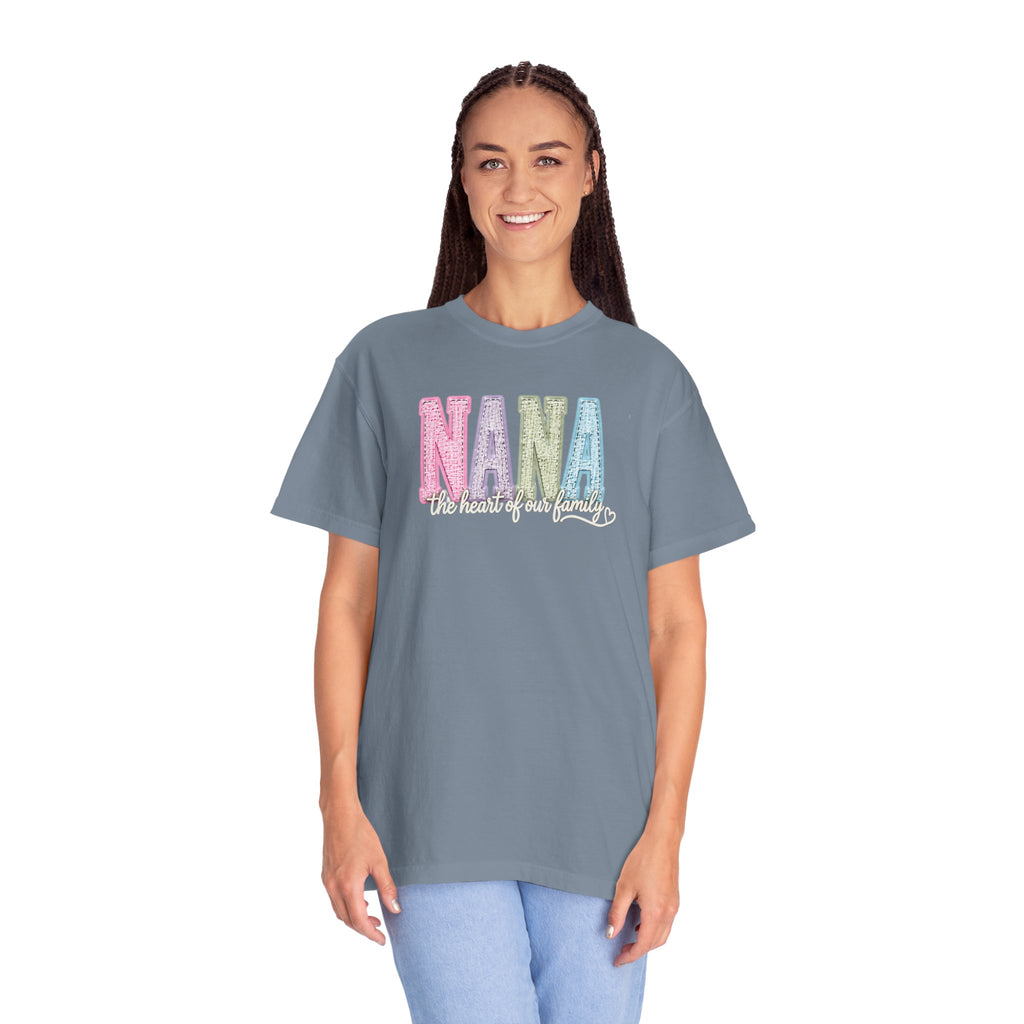 NANA Pastel Patchwork T-Shirt — "The Heart of Our Family" Gift