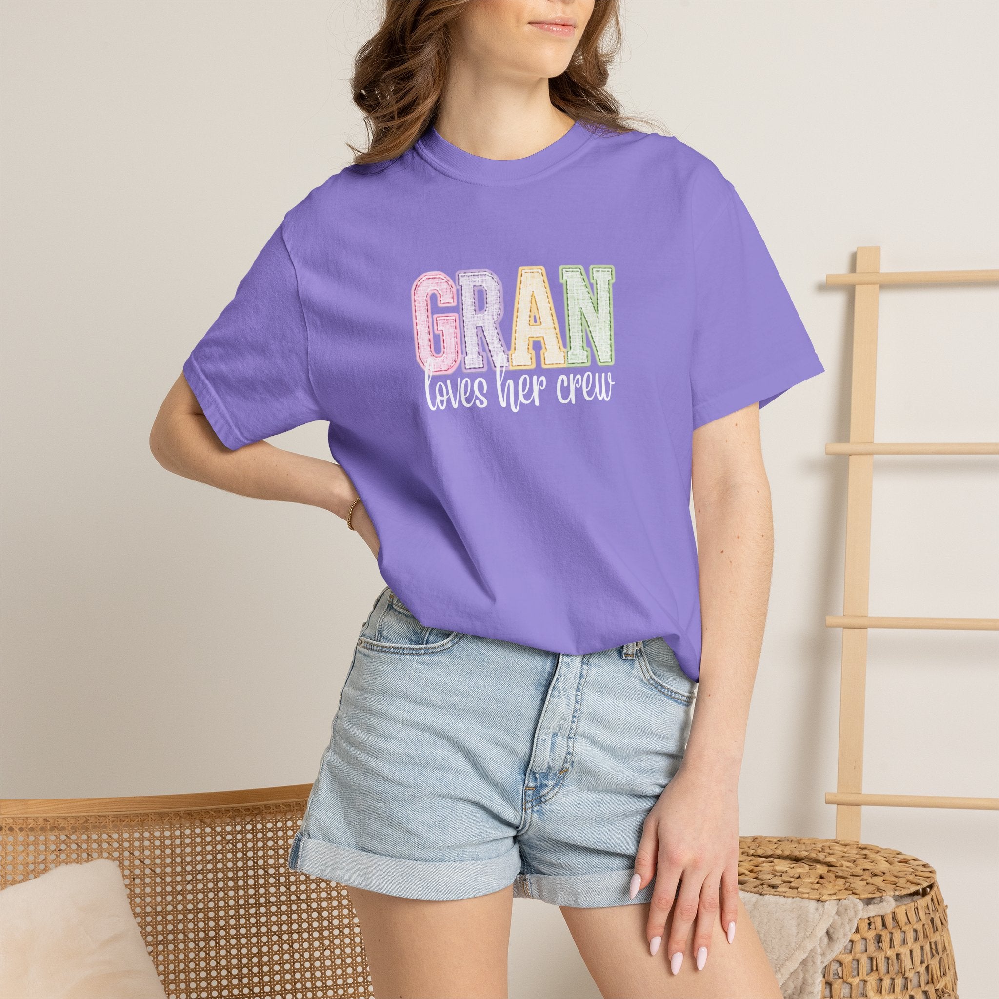 Gran Loves Her Crew T-Shirt — Pastel Grandma Shirt for Mother's Day & Family Gifts