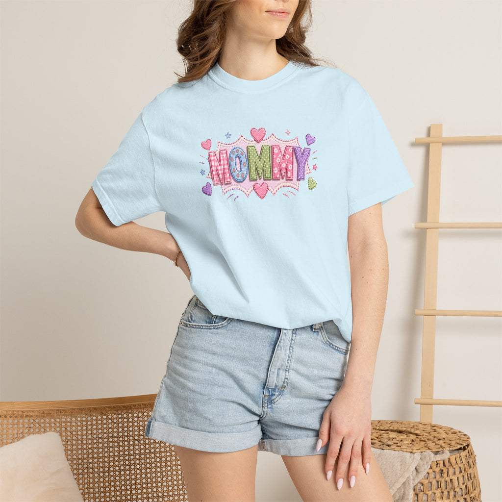 Mommy Hearts T‑Shirt — Cute Pastel 'MOMMY' Graphic Tee for Mother's Day & New Moms