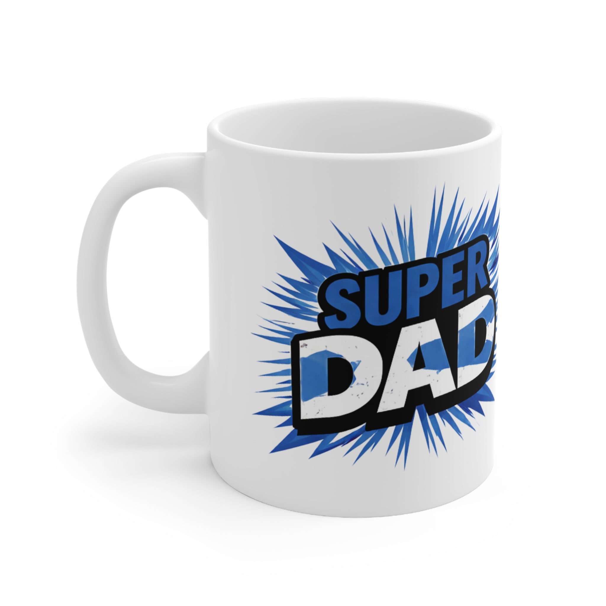 Super Dad Ceramic Mug —Scotland Flag themed  "Super Dad" 11oz & 15oz Gift Coffee Cup