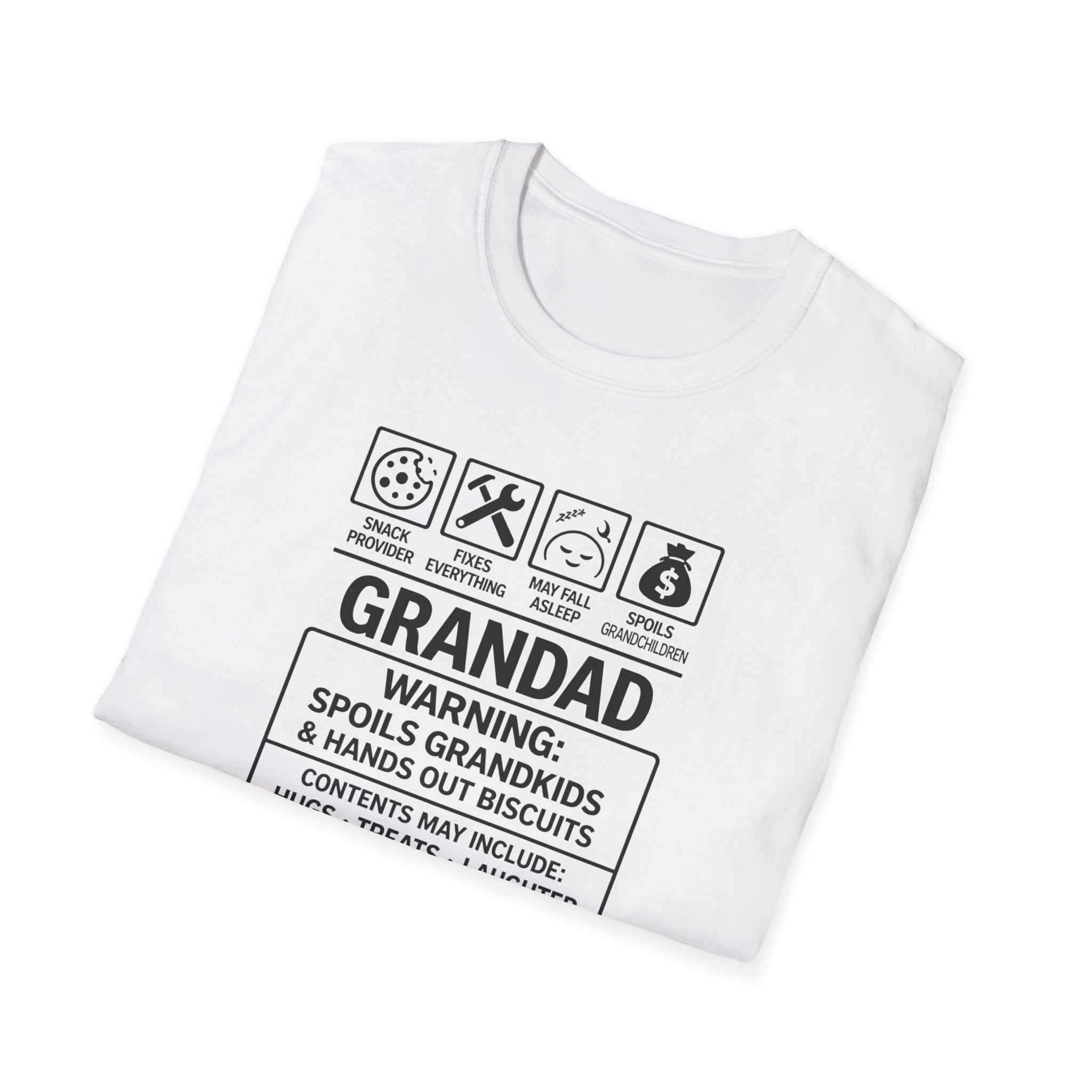 Funny Grandad T-Shirt — Spoils Grandchildren, Loves Biscuits & Hugs