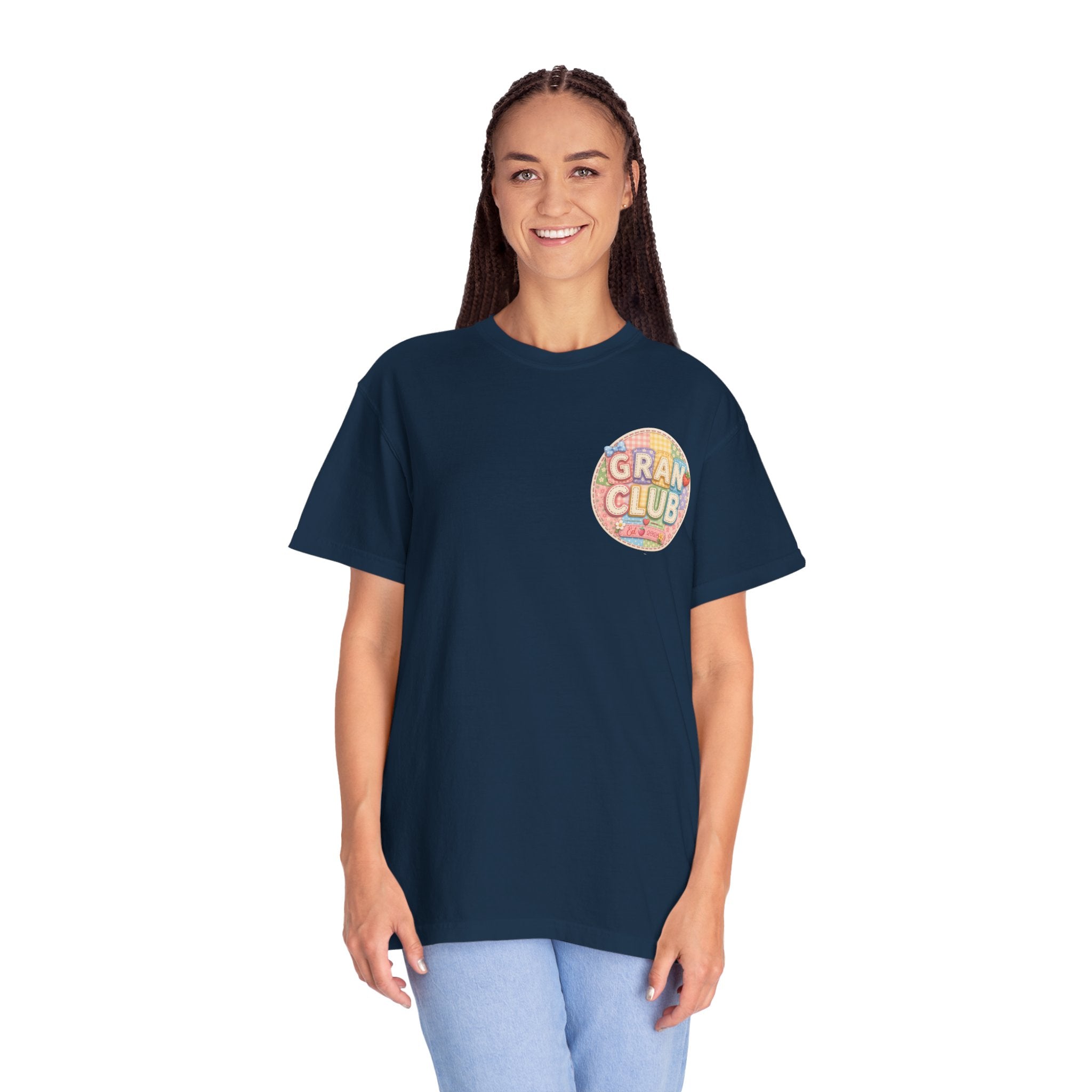 T-Shirt — "Gran Club" Retro Floral Badge Tee