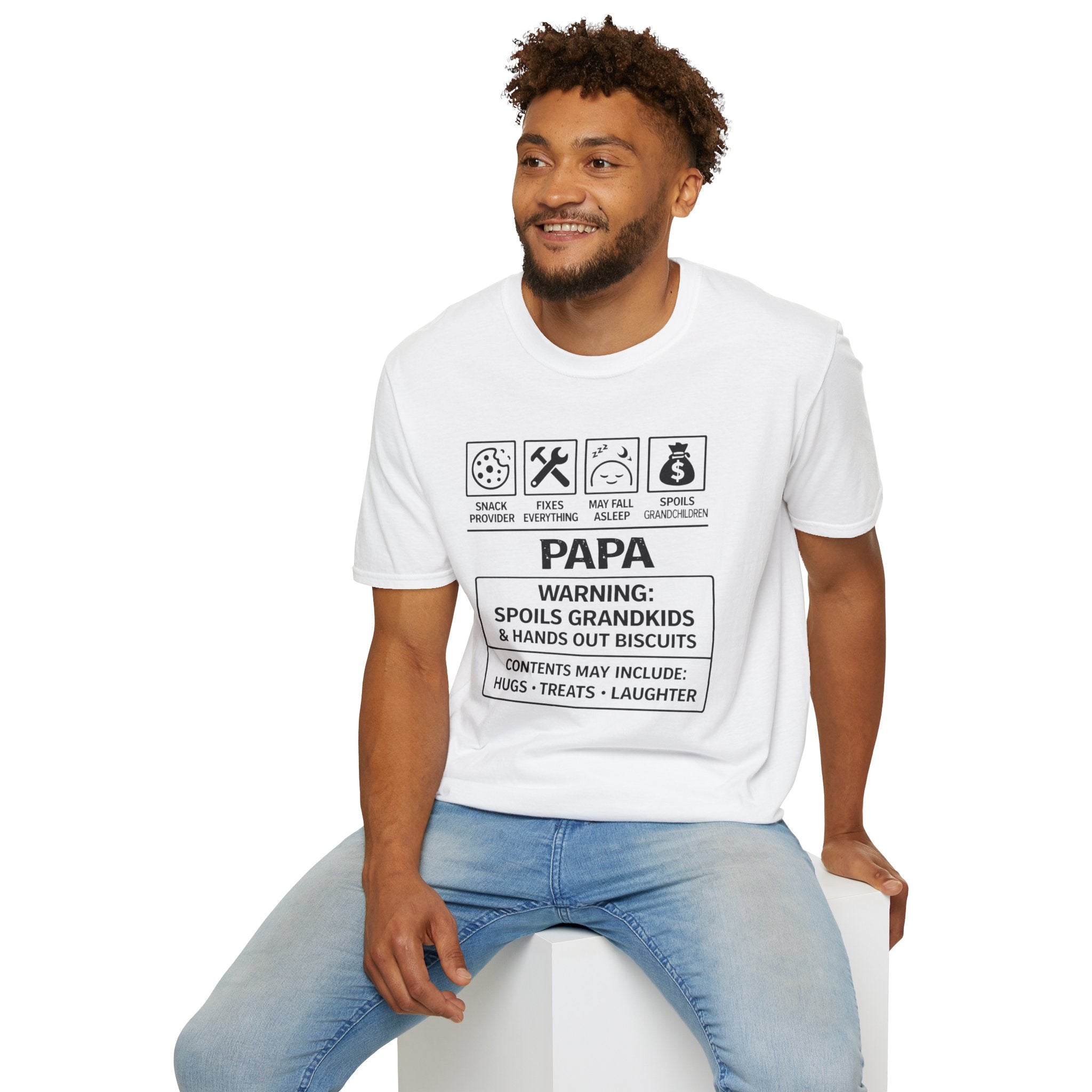 Papa Warning T-Shirt — Funny Grandpa Gift, 'Spoils Grandkids & Hands Out Biscuits' Tee