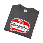Hello My Name Is Grandmother T-Shirt - Retro Name Badge Tee for Moms & Grandmas