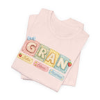 Gran Retro Patch Tee — Personalized 'Gran' Name Blocks Short Sleeve Shirt