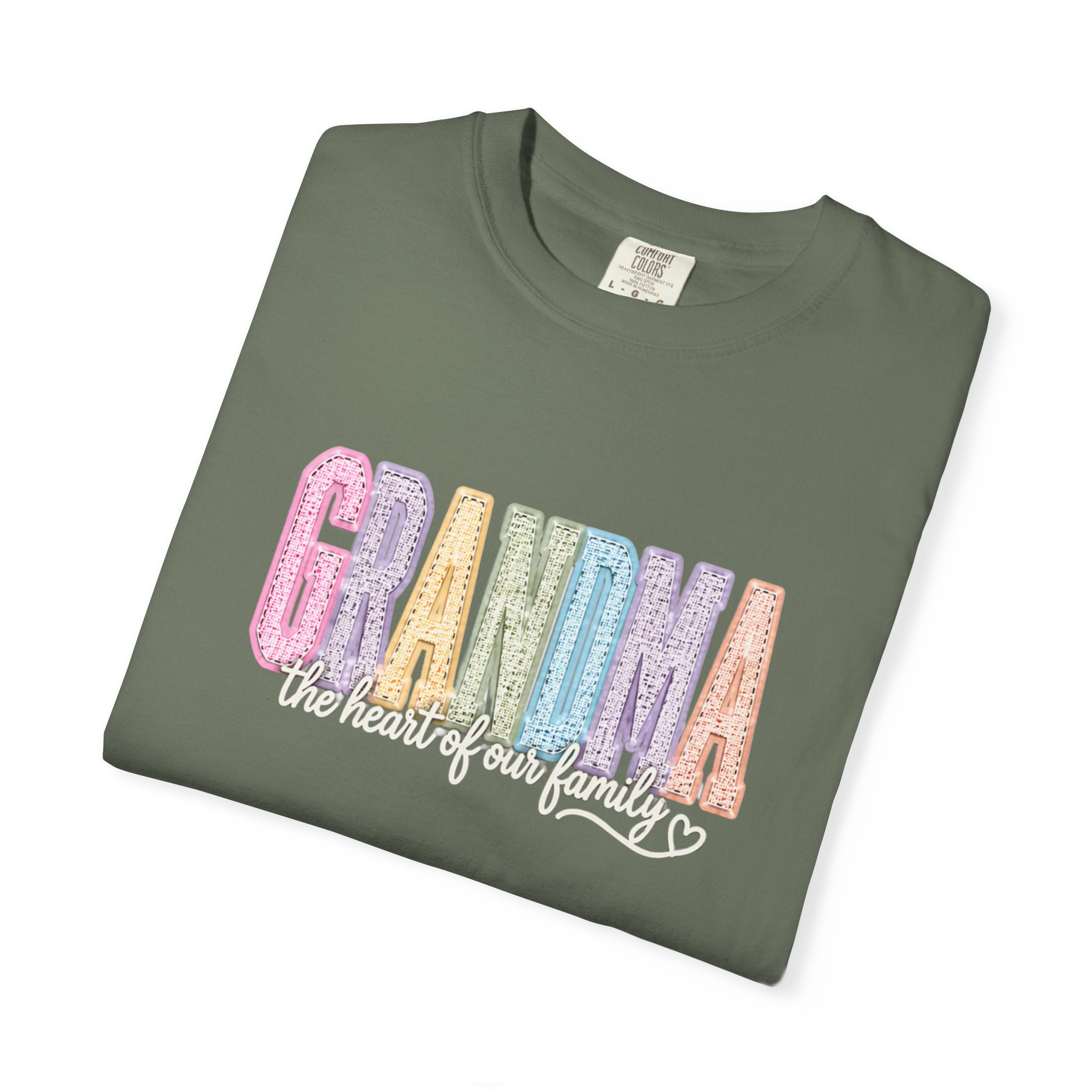 Grandma Floral Graphic T-Shirt — "Grandma, the heart of our family" Gift Tee