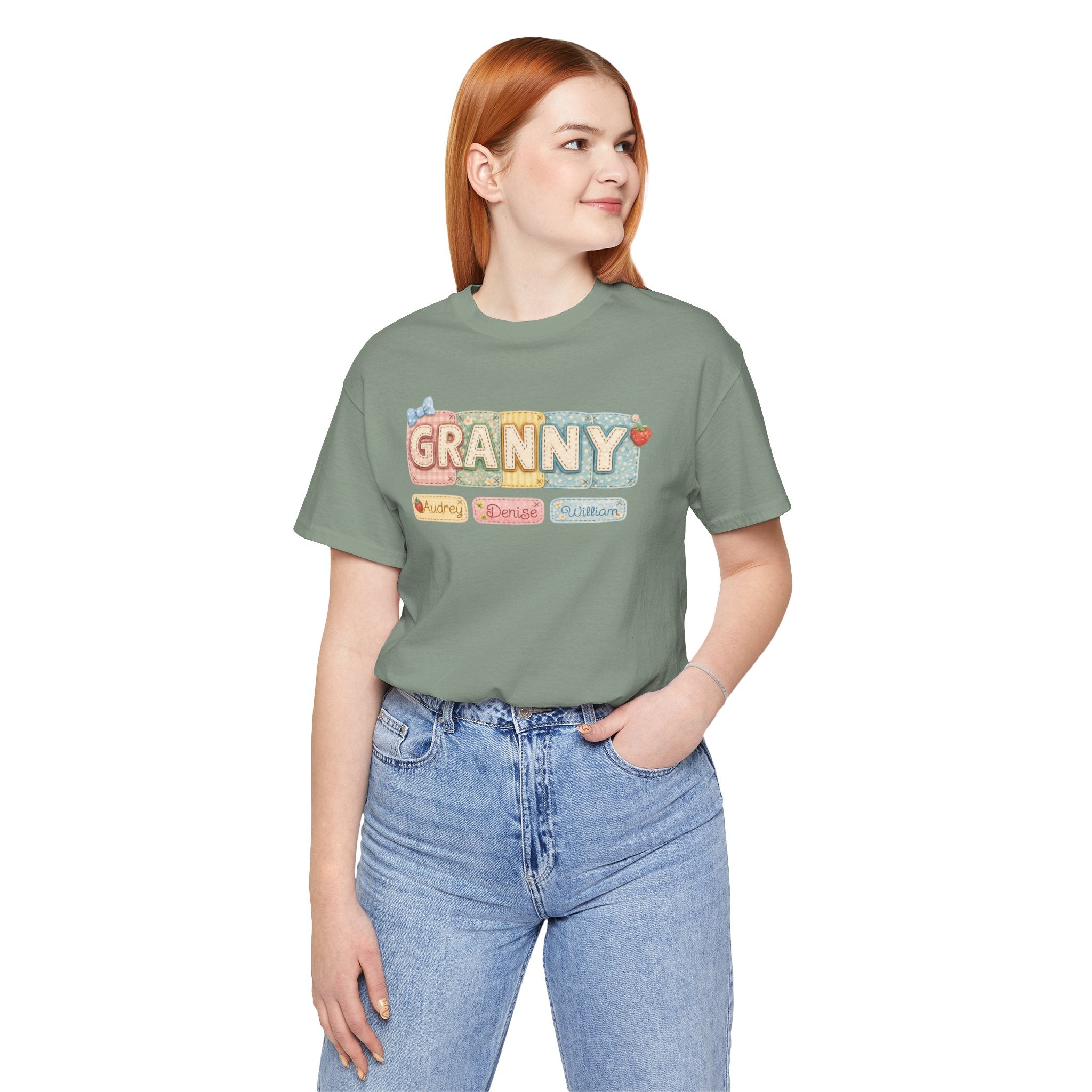 Granny Retro Nameplate T‑Shirt — Personalized Grandma Tee