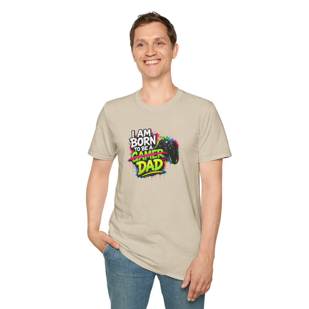 "I Am Born To Be A Gamer Dad" Neon T‑Shirt
