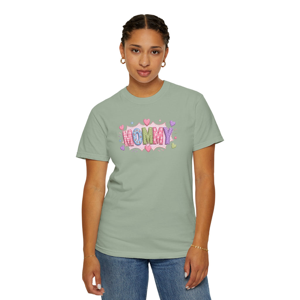 Mommy Hearts T‑Shirt — Cute Pastel 'MOMMY' Graphic Tee for Mother's Day & New Moms