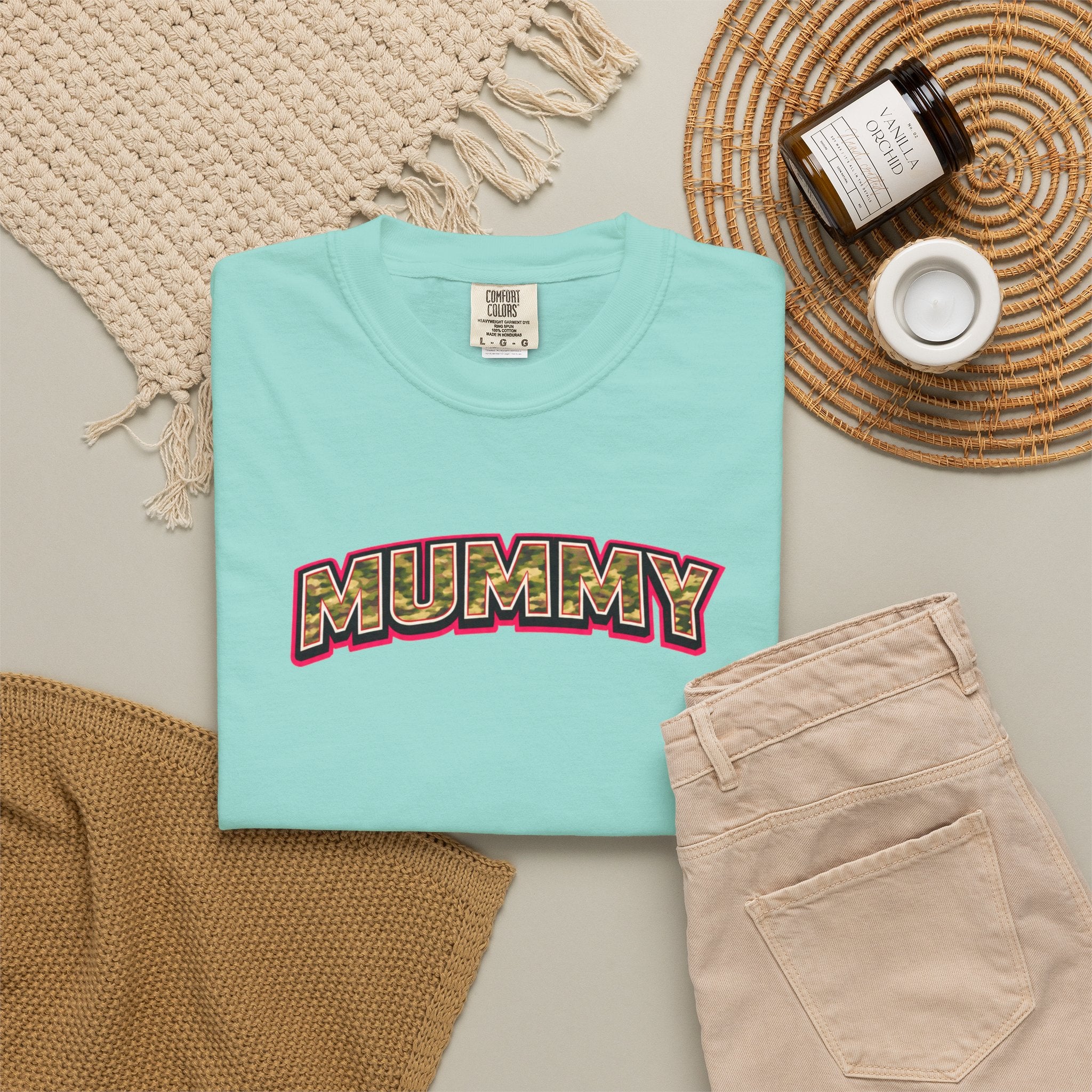 MUMMY Camo Script T-Shirt — Vintage Comic Style Mommy Tee