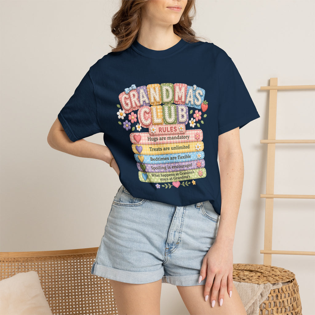 Grandma's Club T-Shirt — Cute Floral 'Grandma's Club' Rules Tee