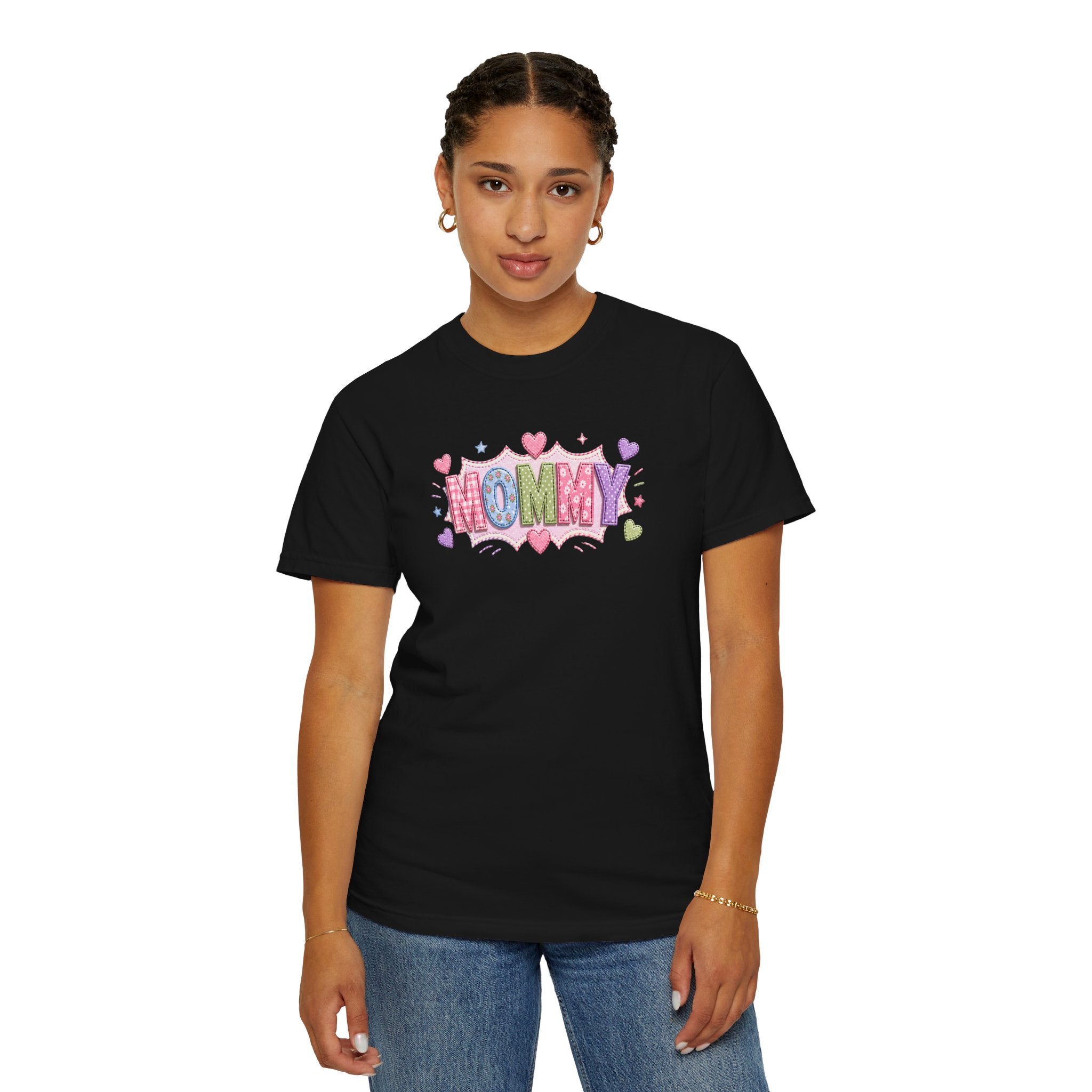 Mommy Hearts T‑Shirt — Cute Pastel 'MOMMY' Graphic Tee for Mother's Day & New Moms