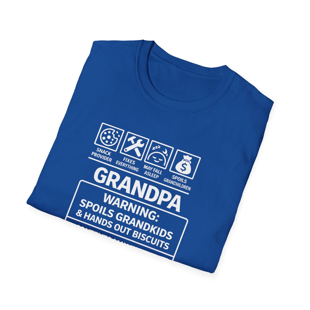 Grandpa Warning T-Shirt – ‘Spoils Grandkids & Hands Out Biscuits’ Funny Grandpa Tee