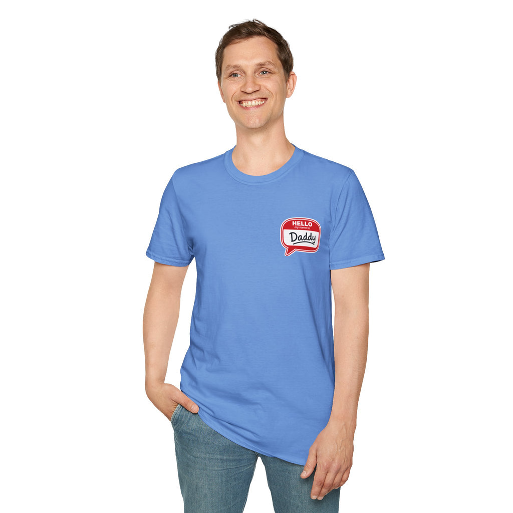 Daddy Name Tag T-Shirt - 'Hello Daddy' Retro Speech Bubble Tee