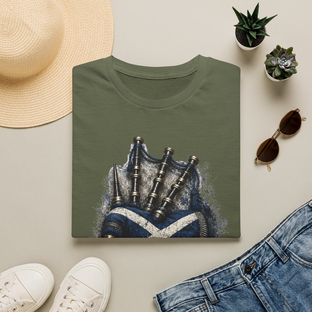 Bagpipes Following Scotland Flag Tee