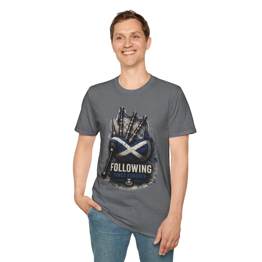 Bagpipes Following Scotland Flag Tee