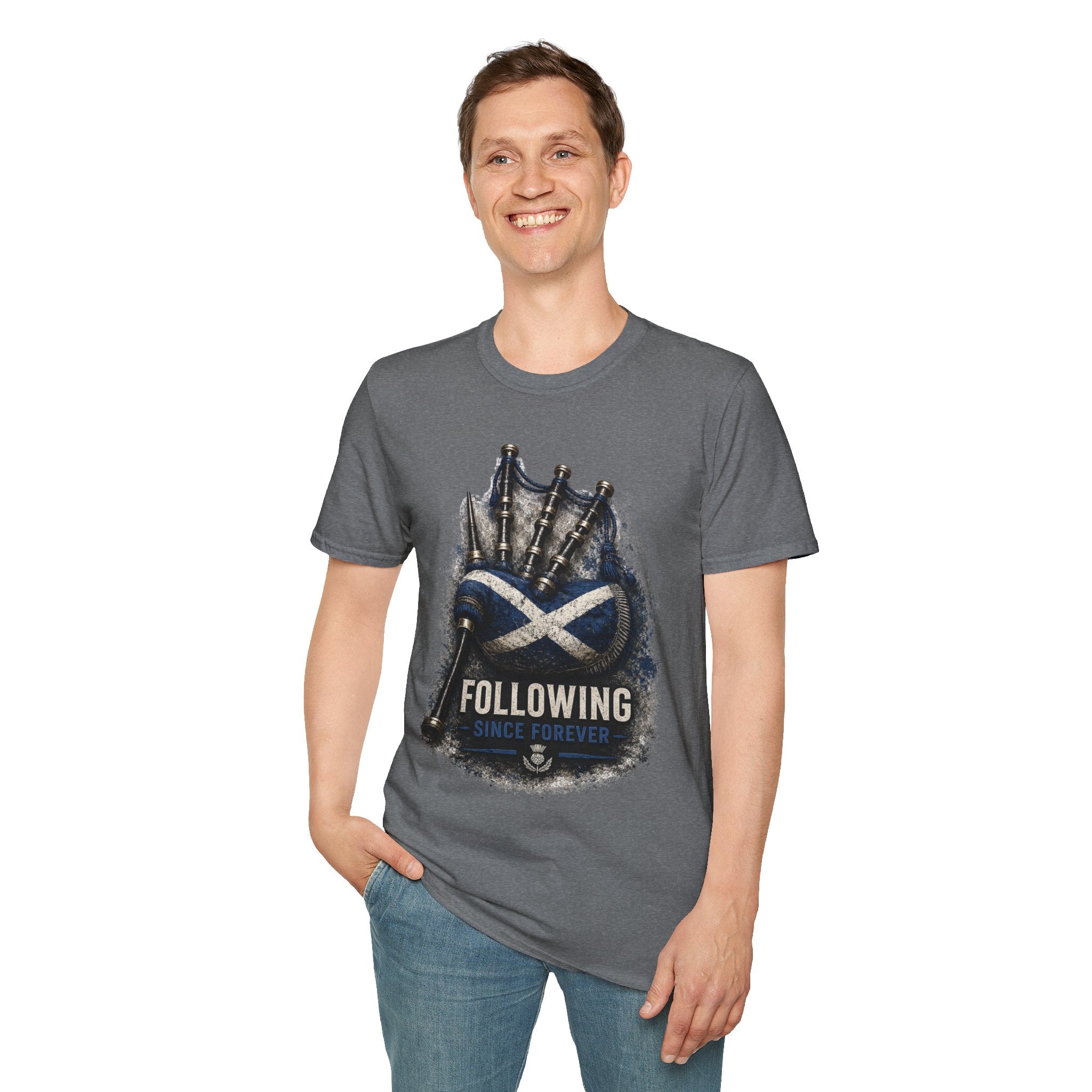 Bagpipes Following Scotland Flag Tee