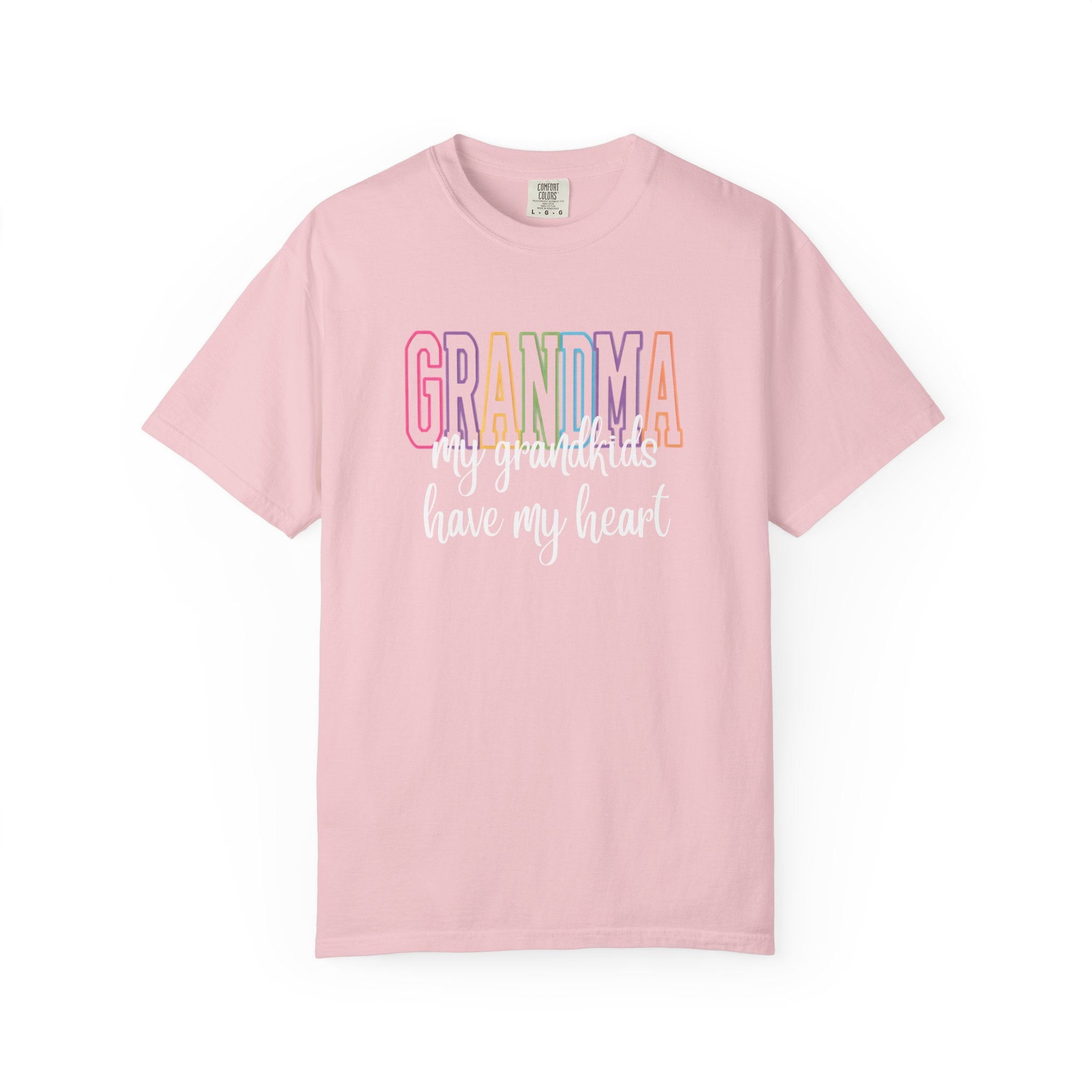 Grandma T-Shirt — "My Grandkids Have My Heart" Pastel Graphic Tee