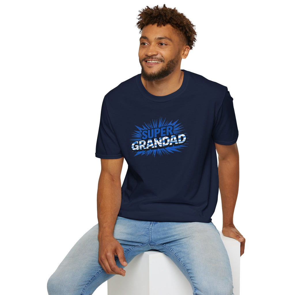 Super Grandad Scotland Flag/Scottish themed T-Shirt — Retro Comic Gift for Grandpa, Father’s Day & Birthday