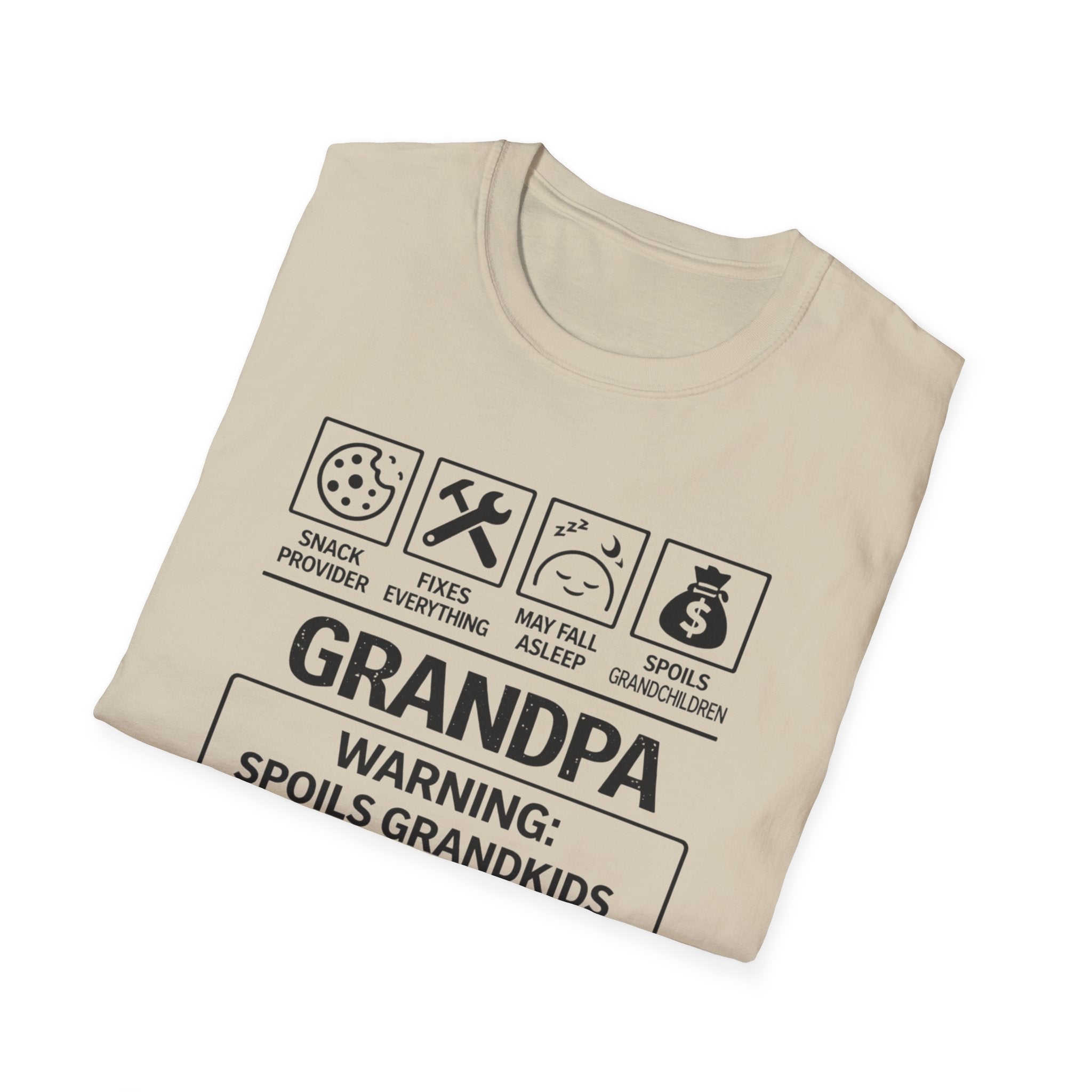 Grandpa Warning T-Shirt — "Spoils Grandkids & Hands Out Biscuits" Funny Grandpa Gift