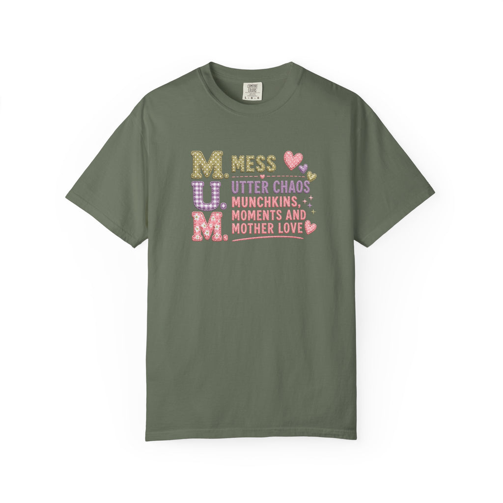 M.U.M. Mom Acronym Graphic Tee — Mess, Utter Chaos, Munchkins & Mother Love T-Shirt