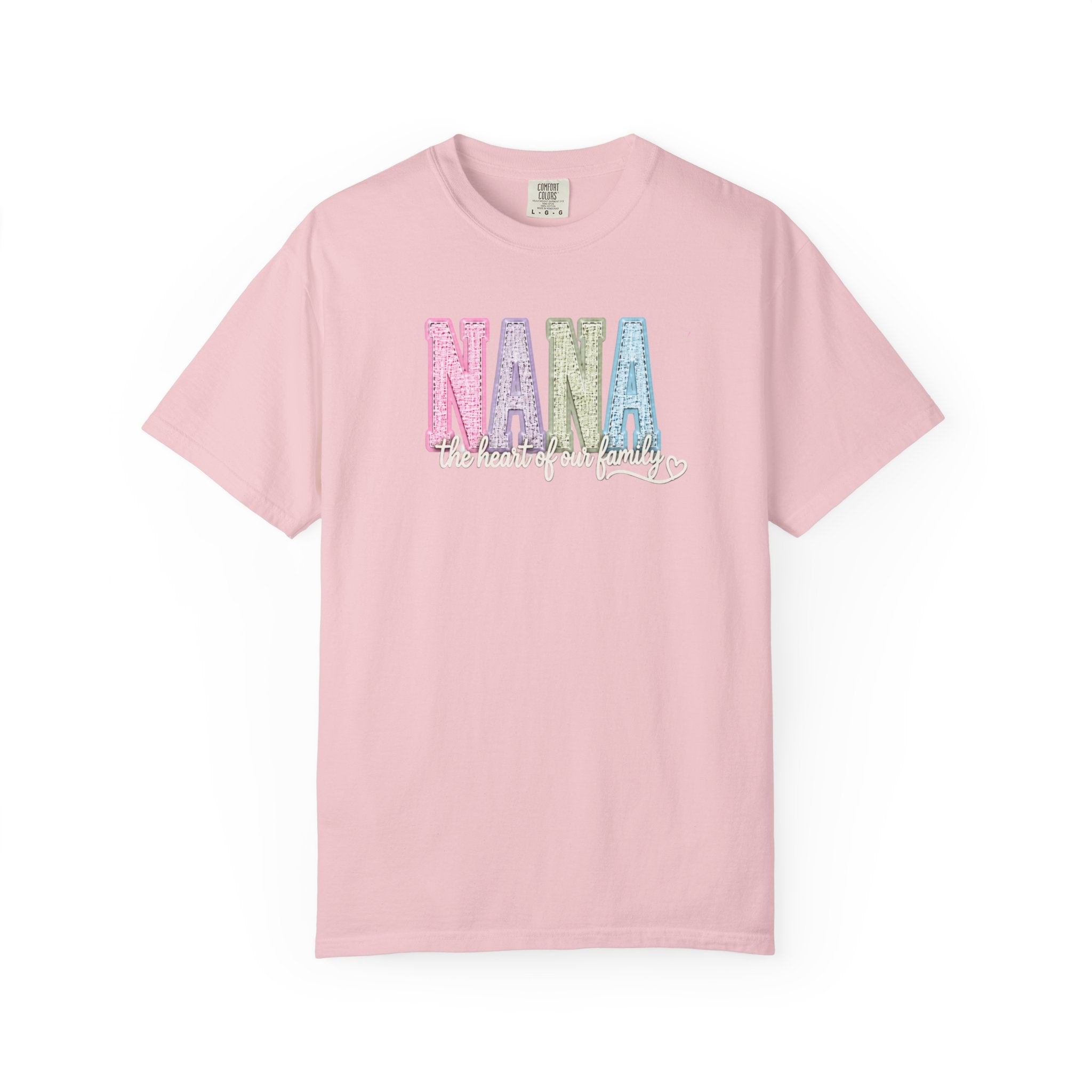 NANA Pastel Patchwork T-Shirt — "The Heart of Our Family" Gift