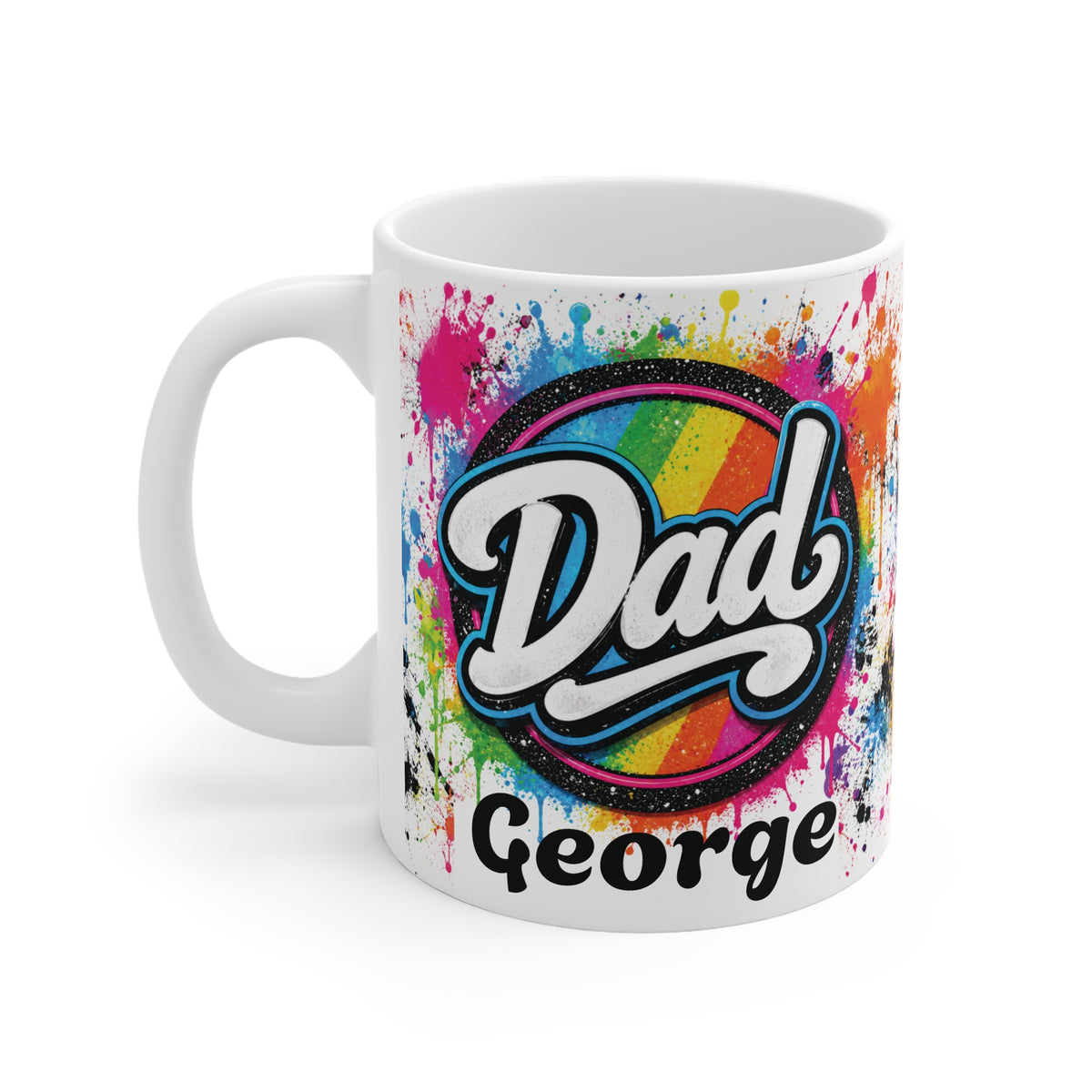 Dad Rainbow Splatter Mug — Personalised