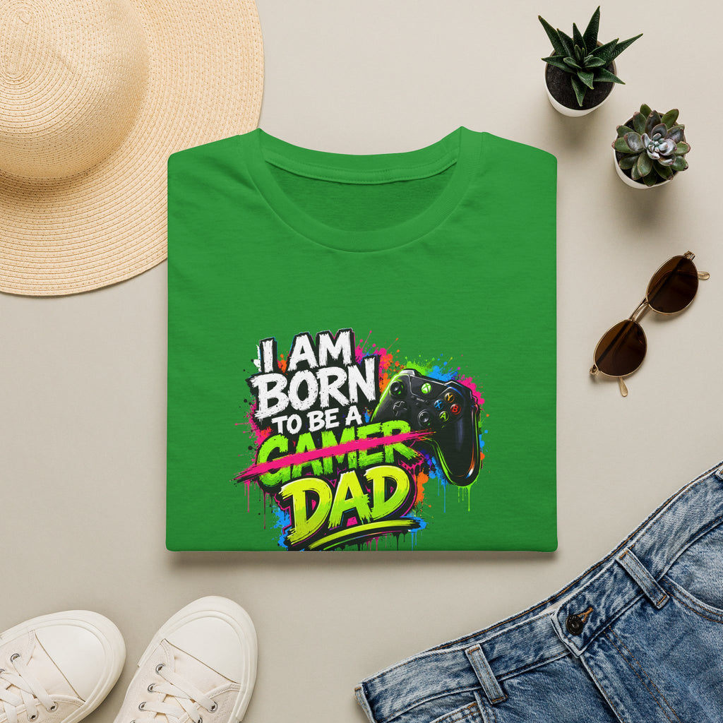 "I Am Born To Be A Gamer Dad" Neon T‑Shirt