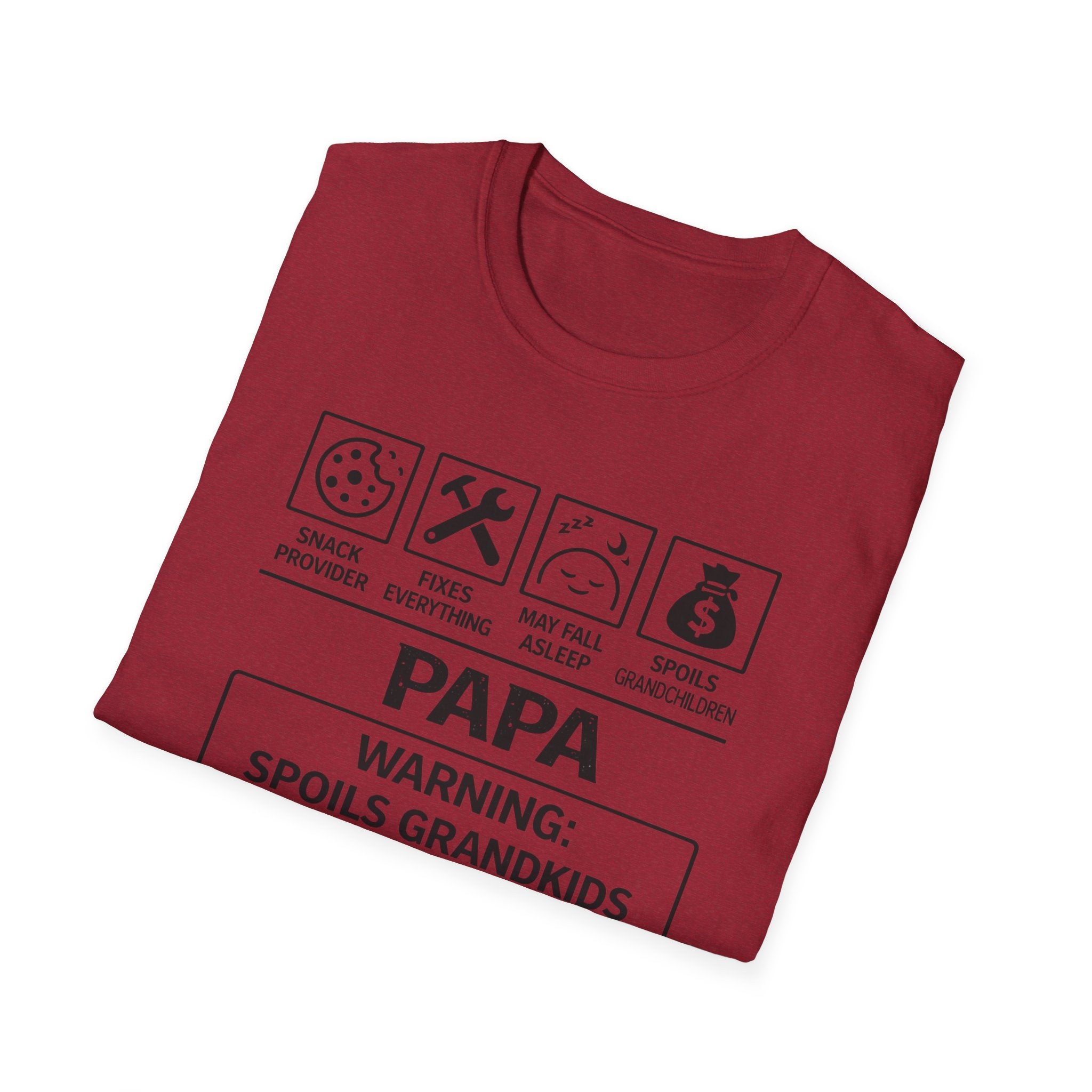 Papa Warning T-Shirt — Funny Grandpa Gift, 'Spoils Grandkids & Hands Out Biscuits' Tee