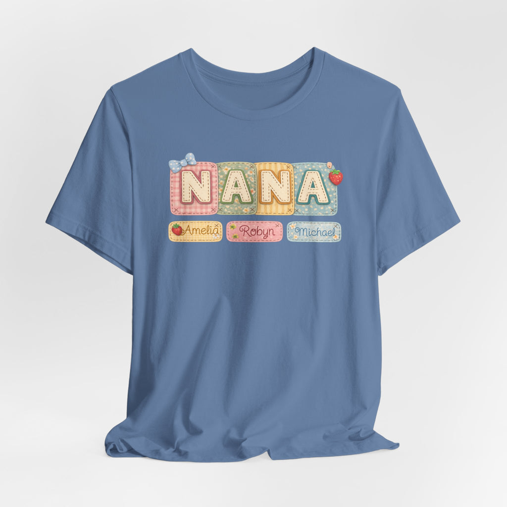 Nana Baby Blocks Tee — Personalized Grandmother Name Shirt