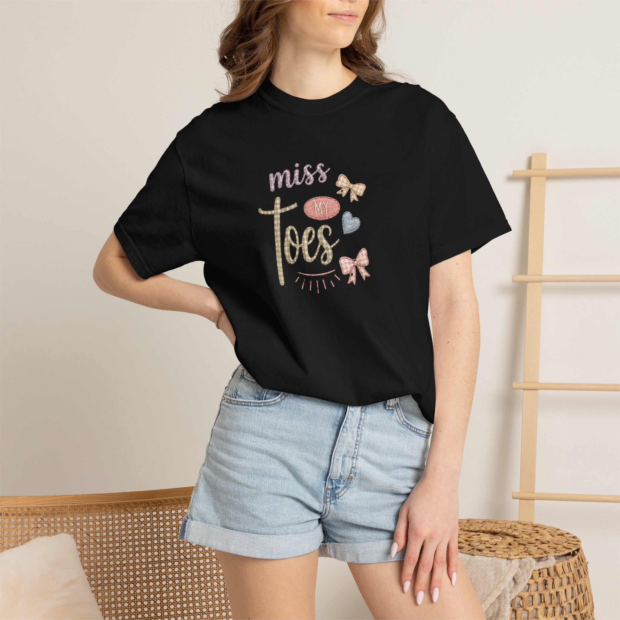 Miss My Toes Graphic T-Shirt – Cute Baby Feet & Bows Tee